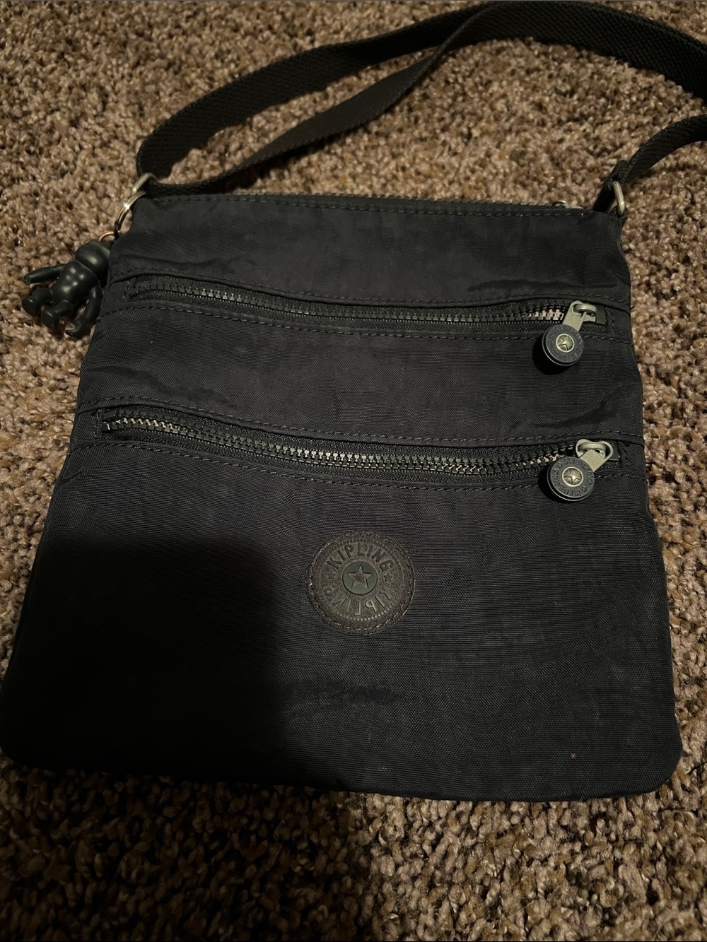 Kipling Black Lightweight Crossbody Bag with Front Zips - Picture 2 of 11